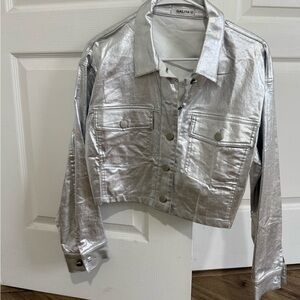 Silver Cropped Jean Jacket